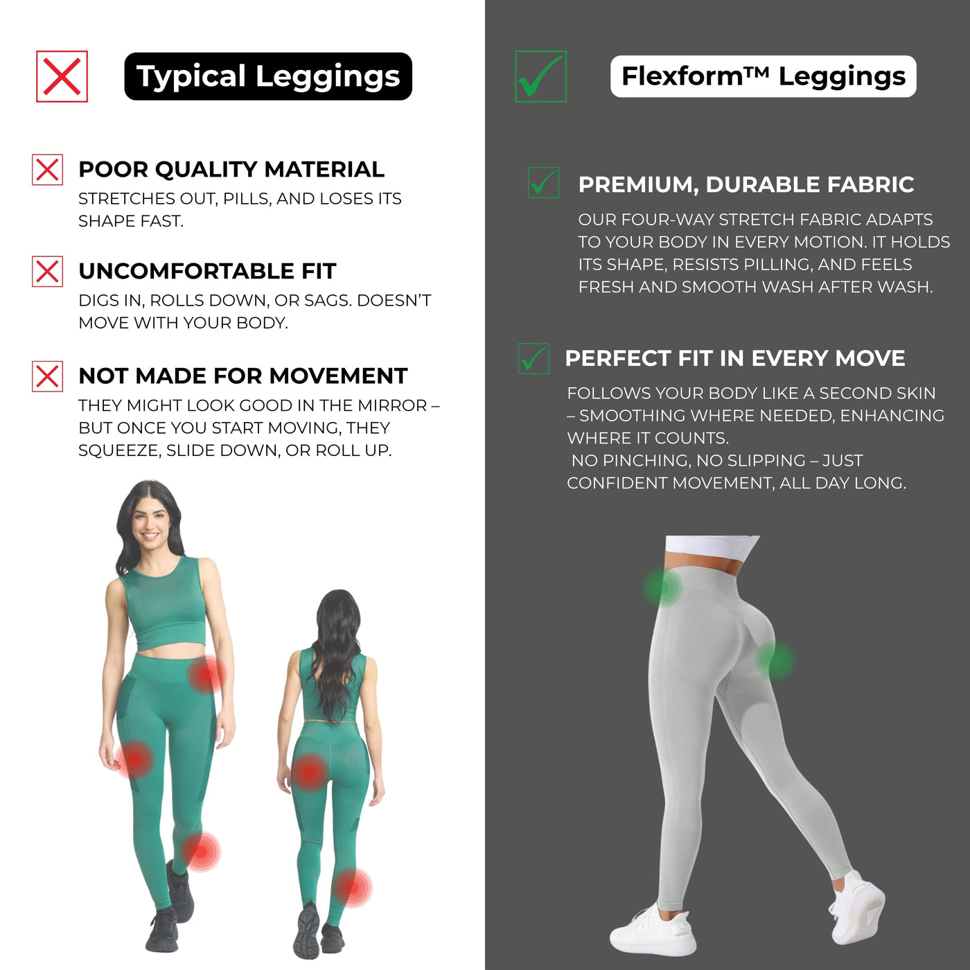 FLEXFORM™ Seamless Leggings - Musta V1