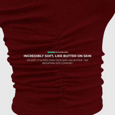 One-Shoulder Ruched Top - Viininpunainen