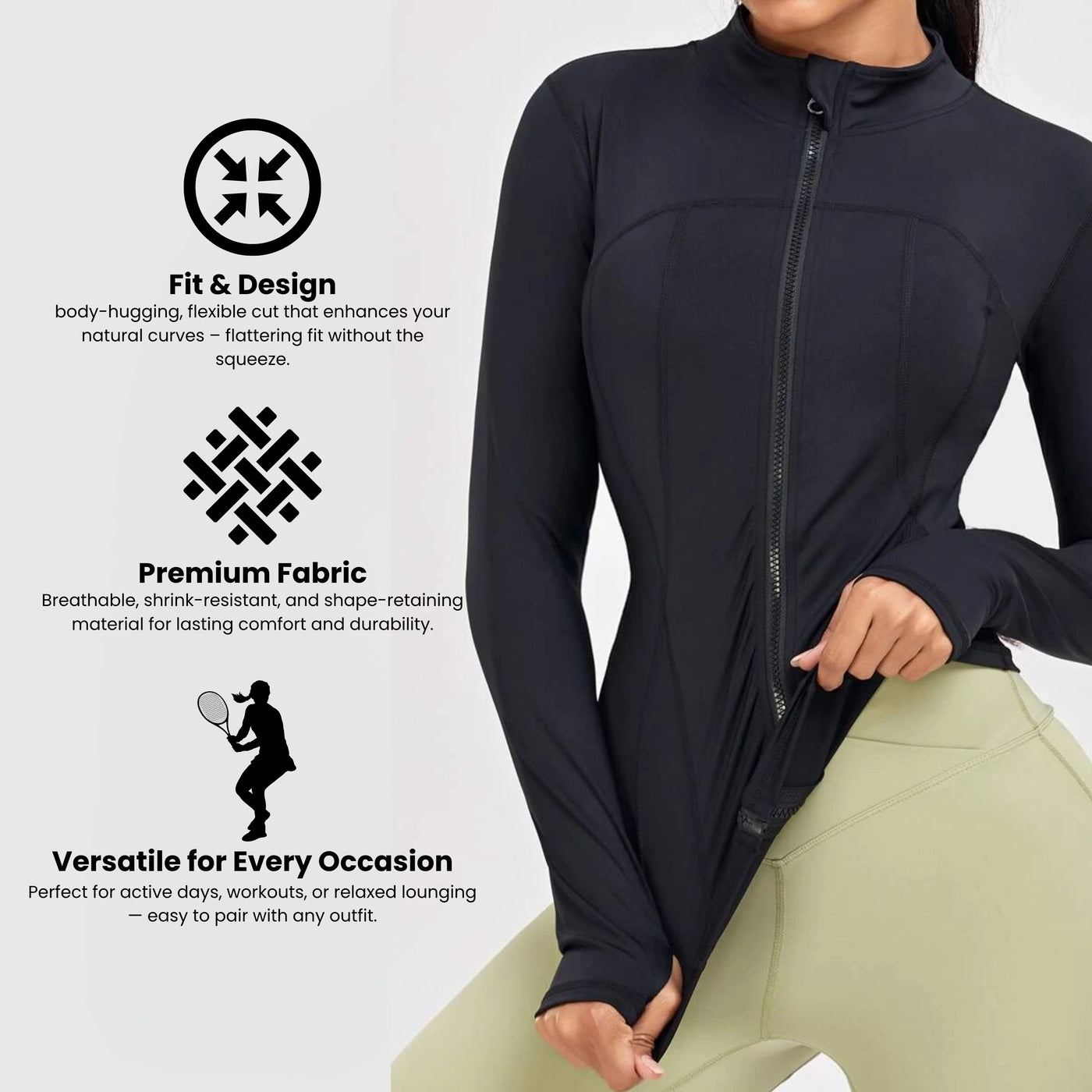 FLEXFORM™ Sculpt Zip Jacket - Musta